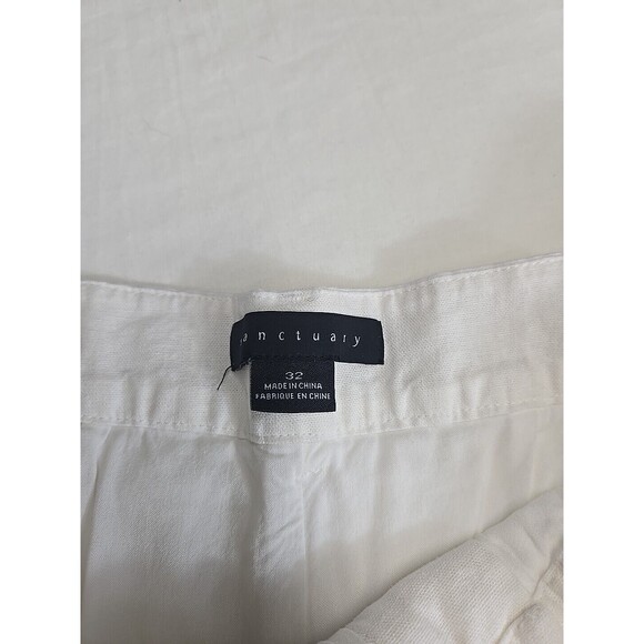 Sanctuary White Linen Blend Pants Pockets Women's 32 Lined Button Zip Beach - Picture 3 of 13